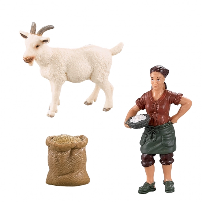 Goat and Kid with Farmer Set