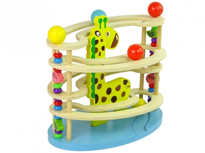 Wooden Ball Slide with Giraffe Beads