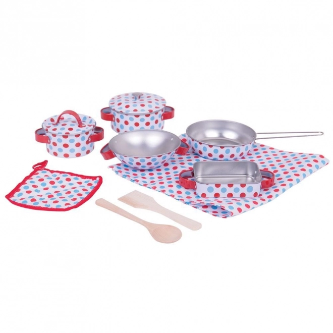 Bigjigs Toys Polka Dot Cookware Set