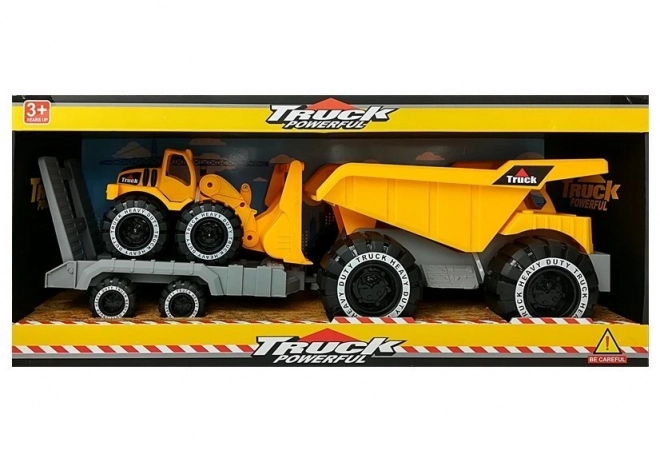 Dump Truck with Trailer and Bulldozer Construction Set