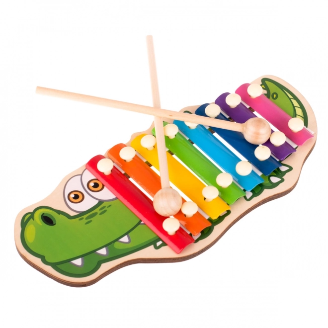 Colorful Wooden Crocodile Xylophone for Children