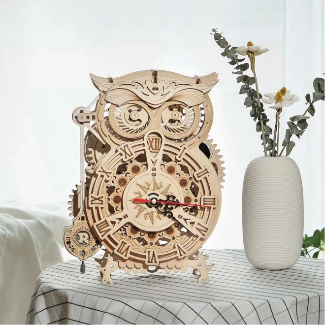 Robotime Rokr 3D Wooden Puzzle Owl Desk Clock with Timer