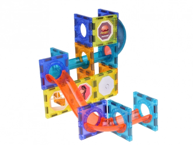 3D Magnetic Building Blocks Set with Illuminated Marble Track for Kids