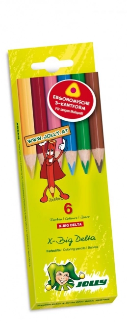 Large Triangular Colored Pencils X-Big Delta 6 Colors