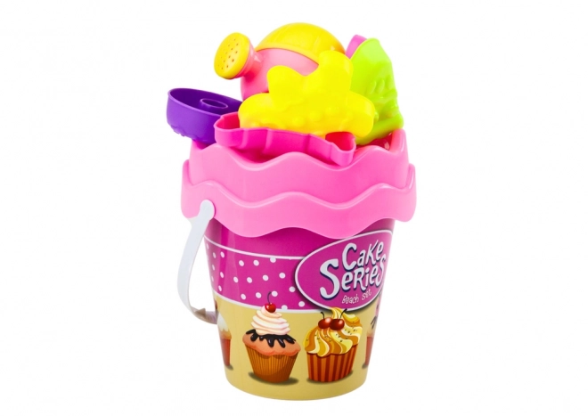 Sand Play Set with Bucket and Molds - Pink