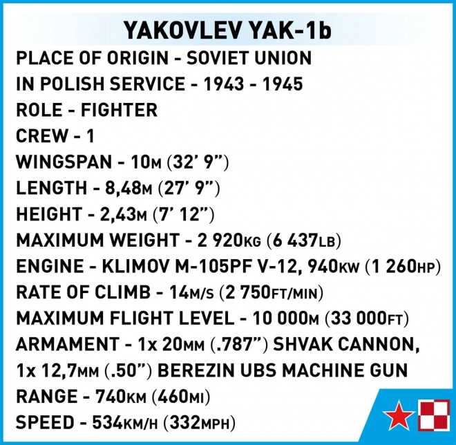 Yakovlev Yak-1b COBI Construction Set