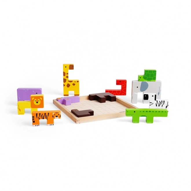 Bigjigs Toys Wooden Safari Animal Puzzle Blocks