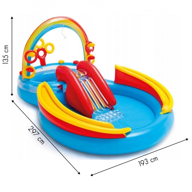 Children's Play Center Pool with Slide and Rainbow Shower