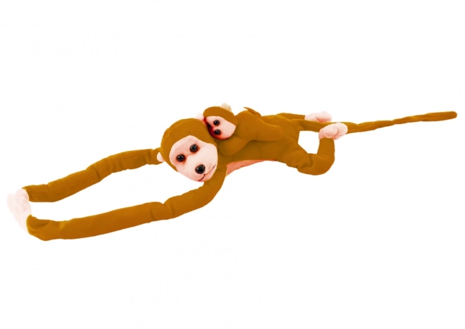 Plush Monkey Toy with Baby Light Brown