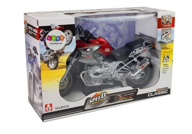 Red Battery-Powered Motorcycle Toy with Lights and Music