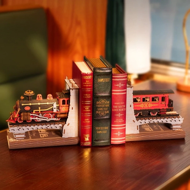 Wooden Steampunk Train Bookend 3D Puzzle