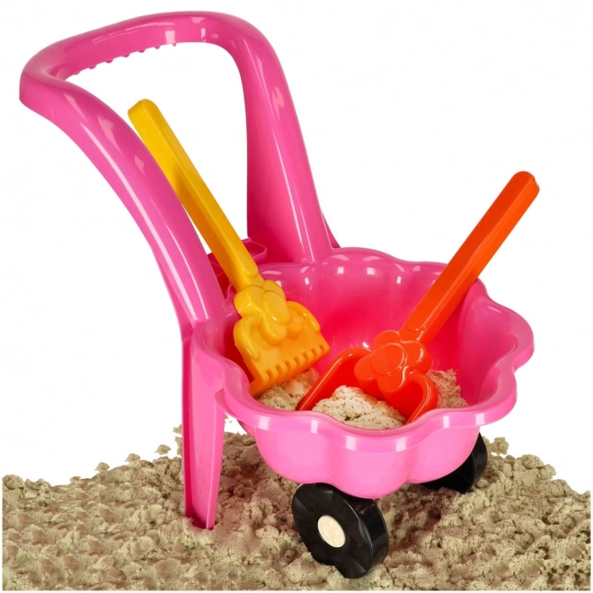 Pink Kids Wheelbarrow Garden Set with Shovel and Rake