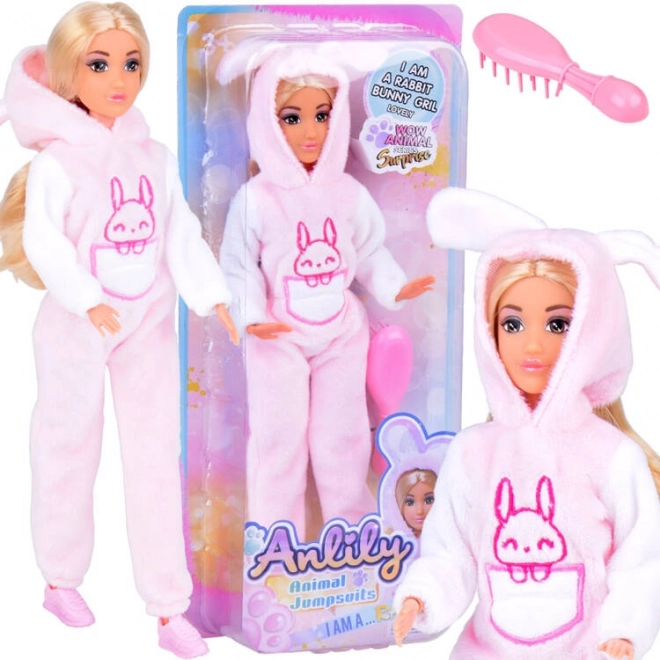 Anlily doll in bunny costume with brush