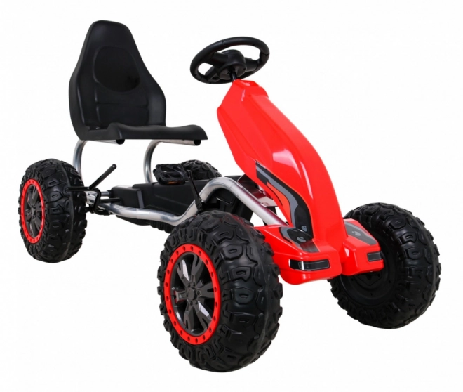 Large Pedal Go-Kart Strong for Children Red + 100 kg Load + EVA Wheels + Hand Brake + Sport Seat