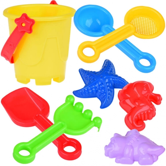 Colorful Sandbox Toy Set with Bucket and Molds