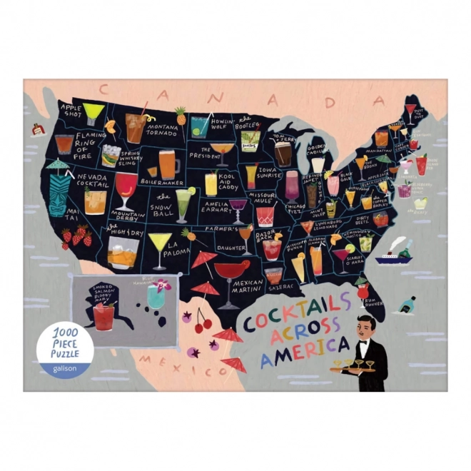 Galison USA Cocktail Map Puzzle 1000 Pieces