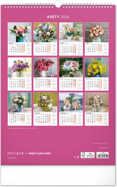 Wall Calendar Flowers 2026