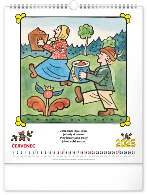 Children's Wall Calendar with Josef Lada Illustrations 2025