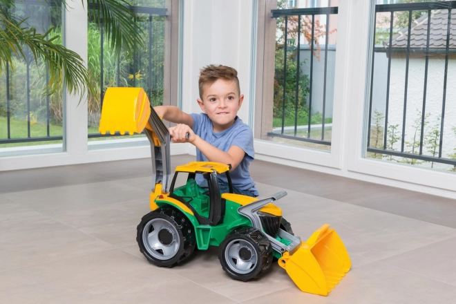 Green And Yellow Tractor With Loader And Backhoe