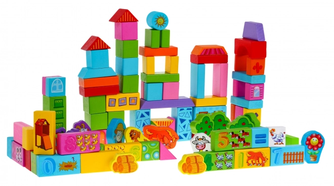 Wooden Block Set Farm for Kids 3+