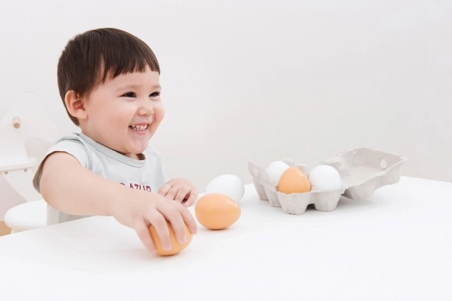 Set of Wooden Eggs in Carton