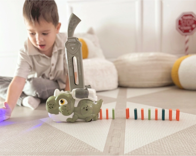 Dinosauro verde interattivo WOOPIE con trenino elettrico e domino