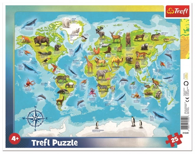 Trefl Children's World Map Puzzle with Animals