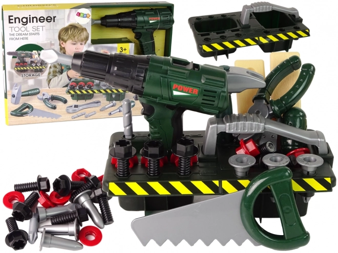 Kids Green Tool Set with Battery Drill