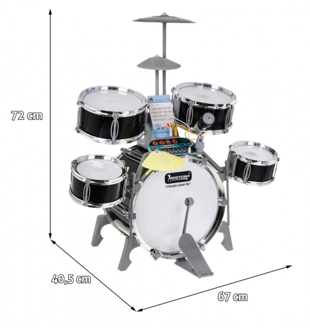 Musical Set: Drum Kit with Keyboard and Microphone for Kids 3+ with Light-Up Drums