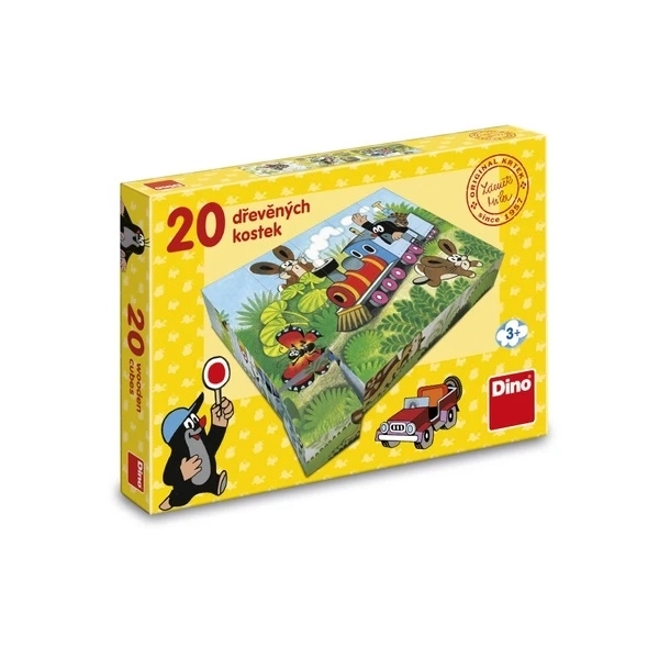 Dino Wooden Picture Cubes with Little Mole and Transport