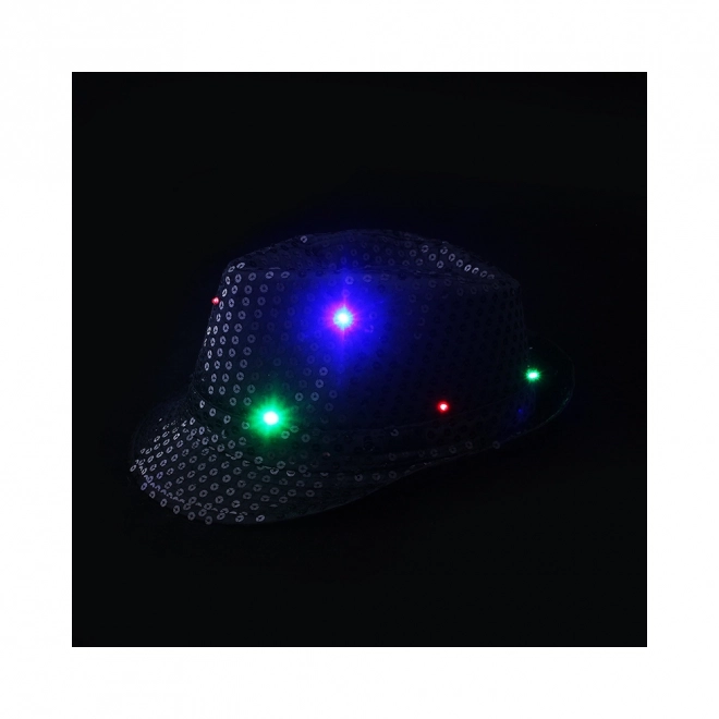 Black Disco Hat with LED Lights for Adults