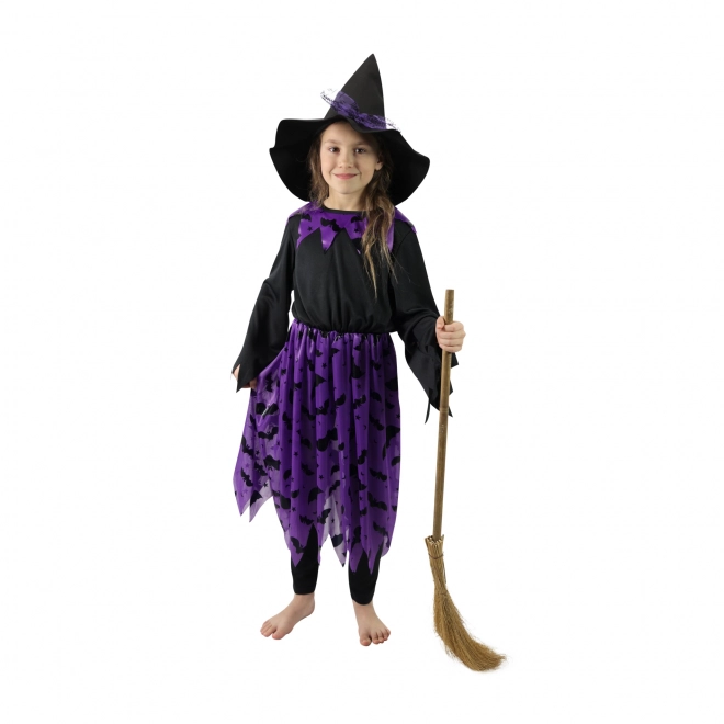 Witch Costume with Bats and Hat for Girls