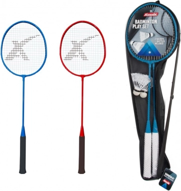 sada badmintonových pálek a košíčků v pouzdře