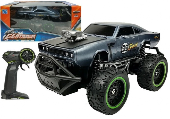 Remote Control Off-Road Car with High Wheels - Navy Blue