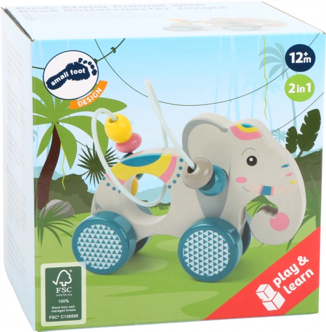 Elephant Push Toy with Bead Maze