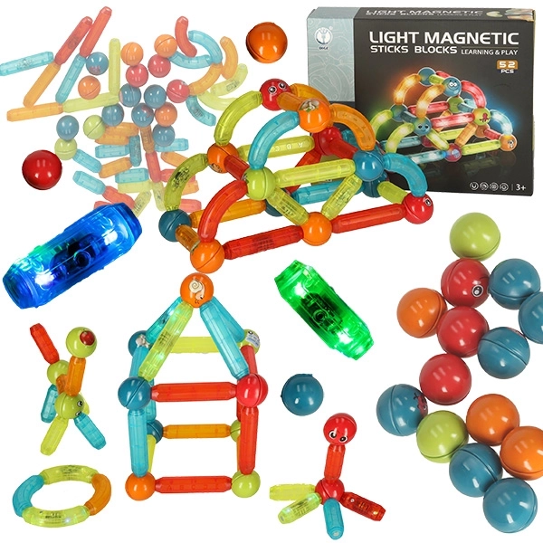 LED Magnetic Blocks for Kids 52 Pieces