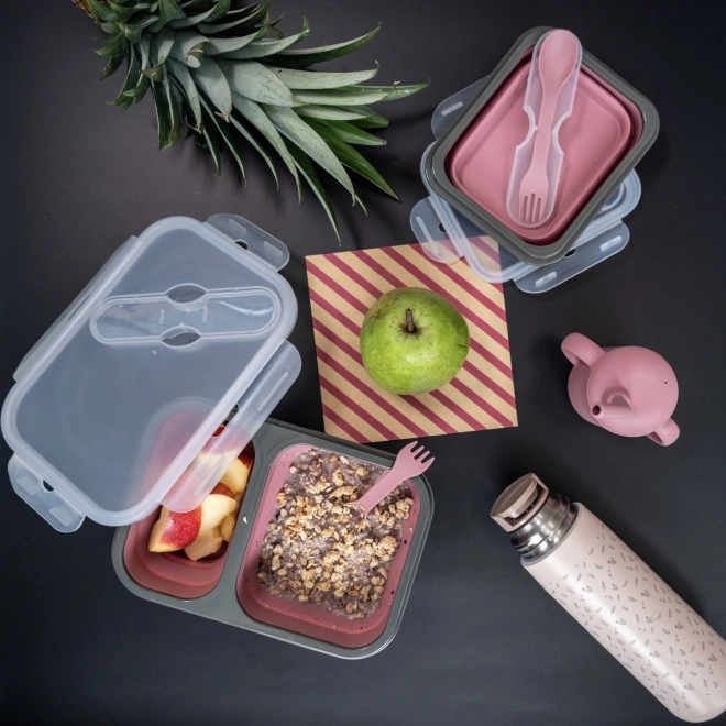 Silicone Lunch Box with Cutlery - Large, Dove Grey