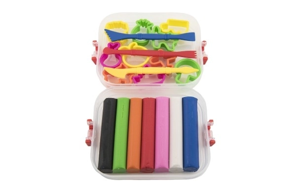 Colorful Clay Set with Molds and Accessories in Plastic Box