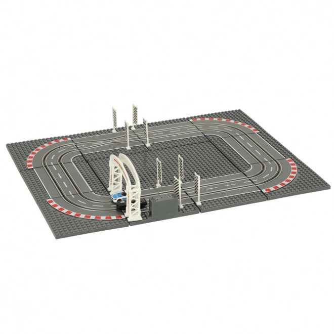 Electric Racing Police Car Track Set with Construction Blocks