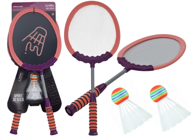 Badminton Set with 2 Rackets and Shuttlecocks Pink