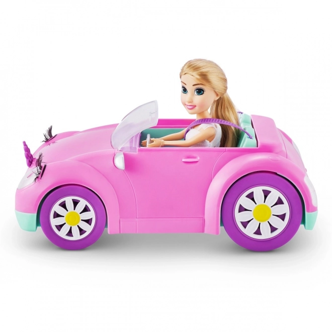 Convertible Doll Set 10.5 inch Pink Car