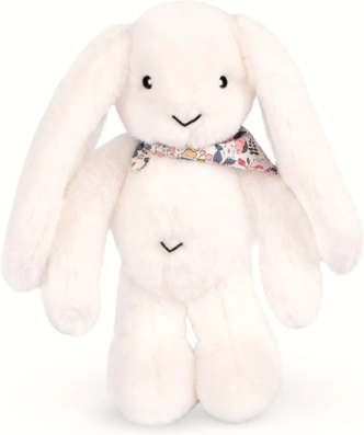 Coniglietto Doudou in peluche bianco con sciarpa 35 cm