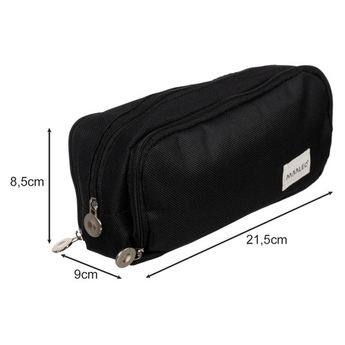 Stylish Black Triple Compartment Pencil Case