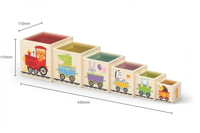 Wooden Stacking Blocks with Animals and Train