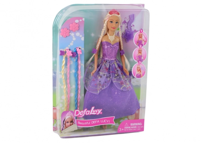 Princess Doll with Purple Dress and Braiding Accessories