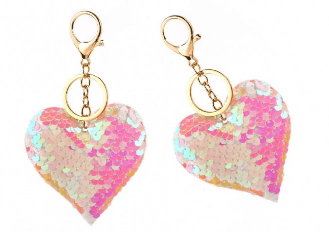 Heart Keychain with Reversible Sequins