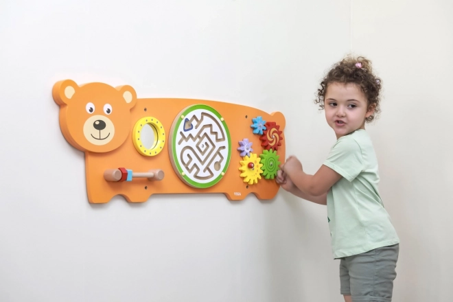 Wooden Wall Game with Bear Motif