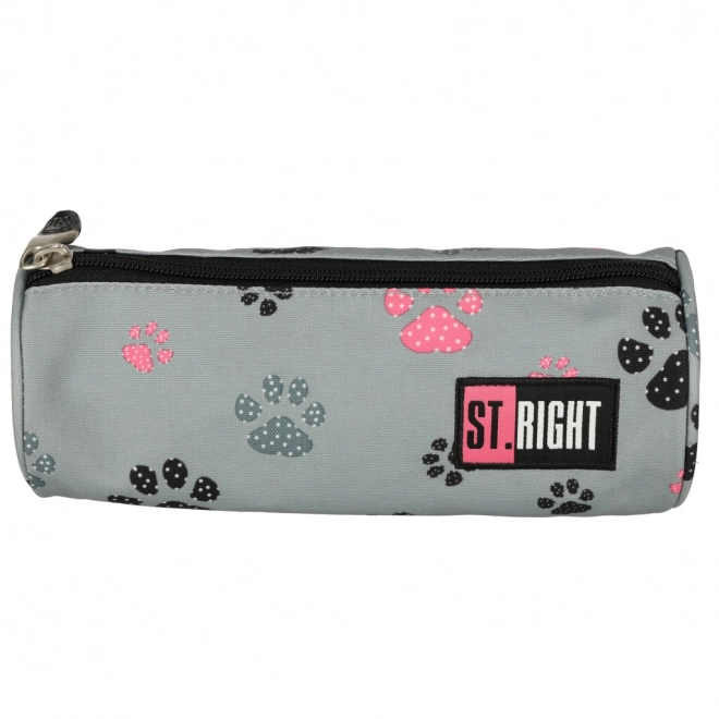 Gray Paw Print Tube Pencil Case