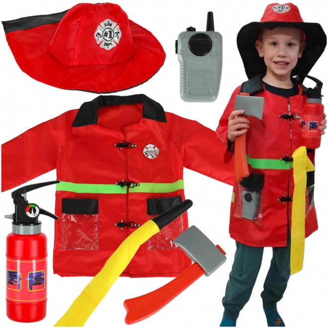 Firefighter Costume with Walkie-Talkie for Kids