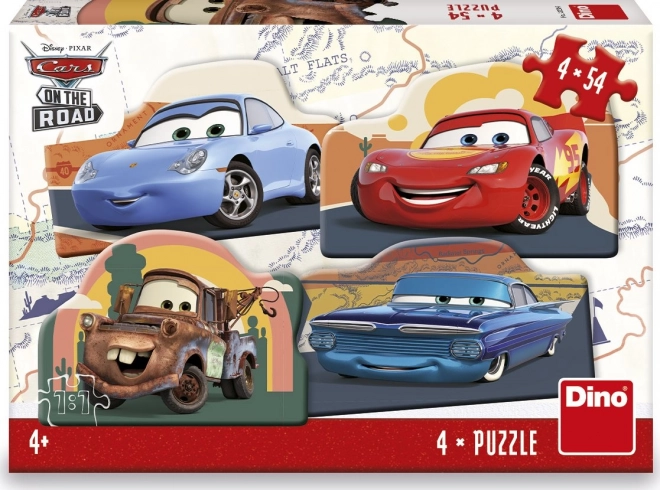 Dino Puzzle Cars on the Road 4x54 Pieces